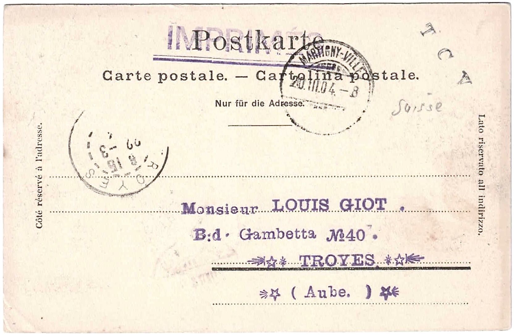 Cartoline postali: Lac du ST-BERNARD ca. 1900 – Usato da Oberdorf BL venduto da Hopfehuepfer 1