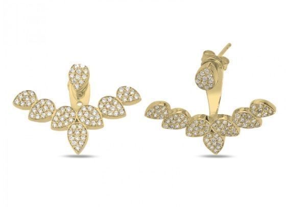 Orecchini pendenti & Orecchini a lobo: Ohrring Ear Jacket 925 gold Zirkon Statement pavé Cuff Silbe – Nuovo (secondo la descrizione) da Zürich venduto da goldfisch.schmuck