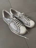 Y2K silver sneakers and white leather