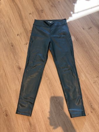 Leggings Kunstleder dunkelgrün Grösse 40 VILA guter Zustand