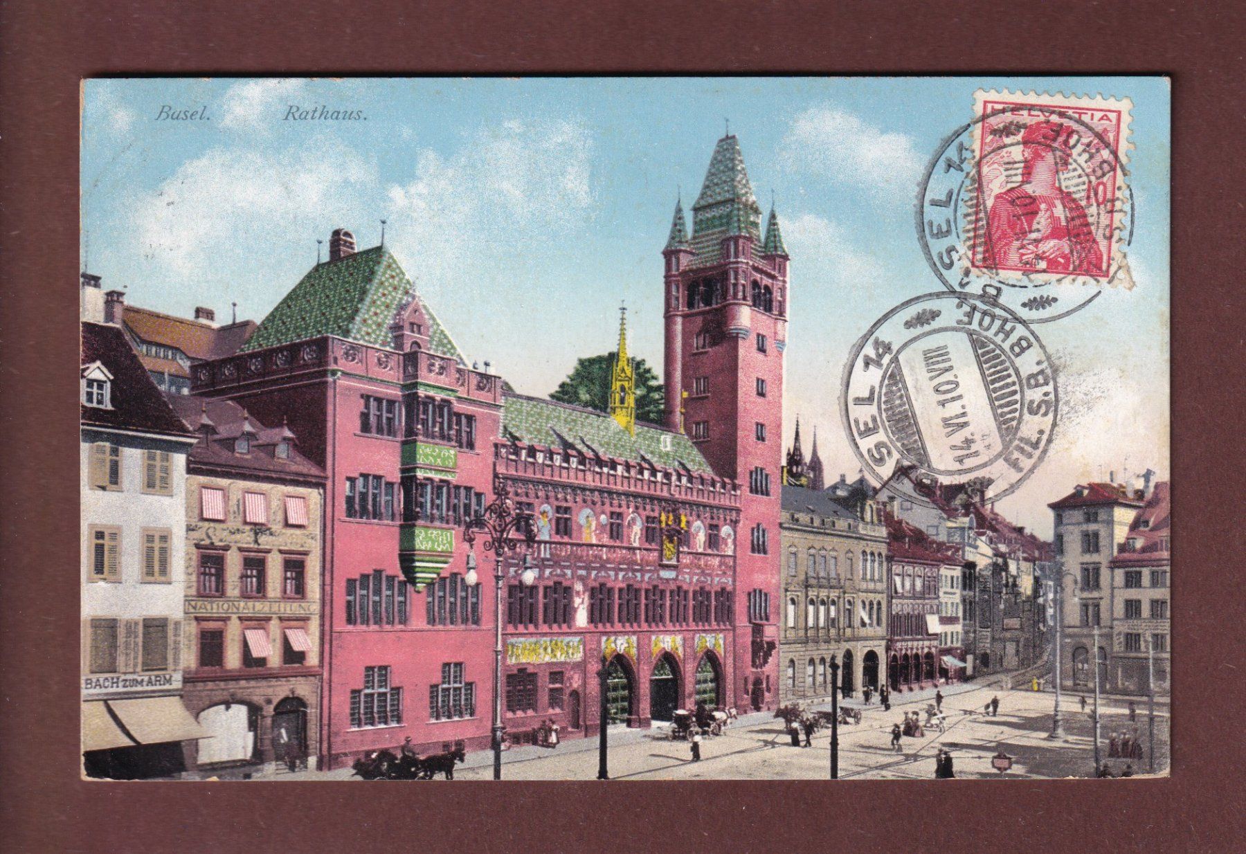 Cartoline postali: BASEL - Rathaus - 1910 – Usato da Pully venduto da nicecards-shop