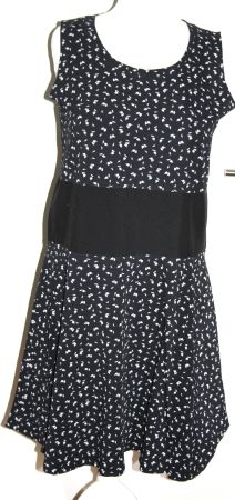 Kleid Sommerkleid schwarz m. weissem Muster Gr. XL