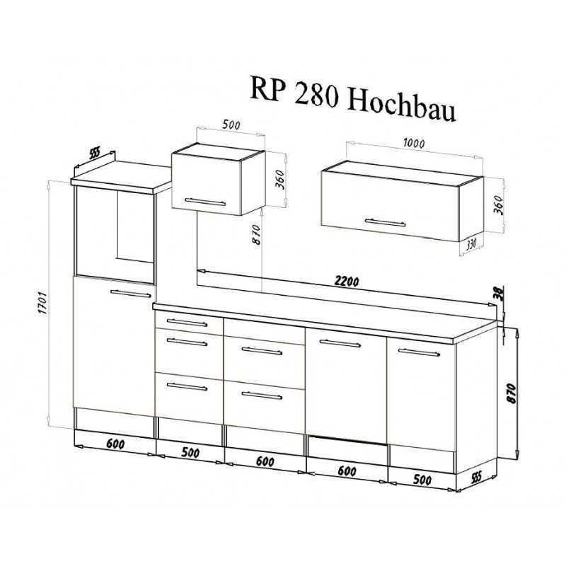 Komplettküchen: 369 Küchenzeile Küchenblock 280cm HO/E/S - Küche Einbauküche – Neu und originalverpackt aus Wallenwil von toesstalvertrieb 9