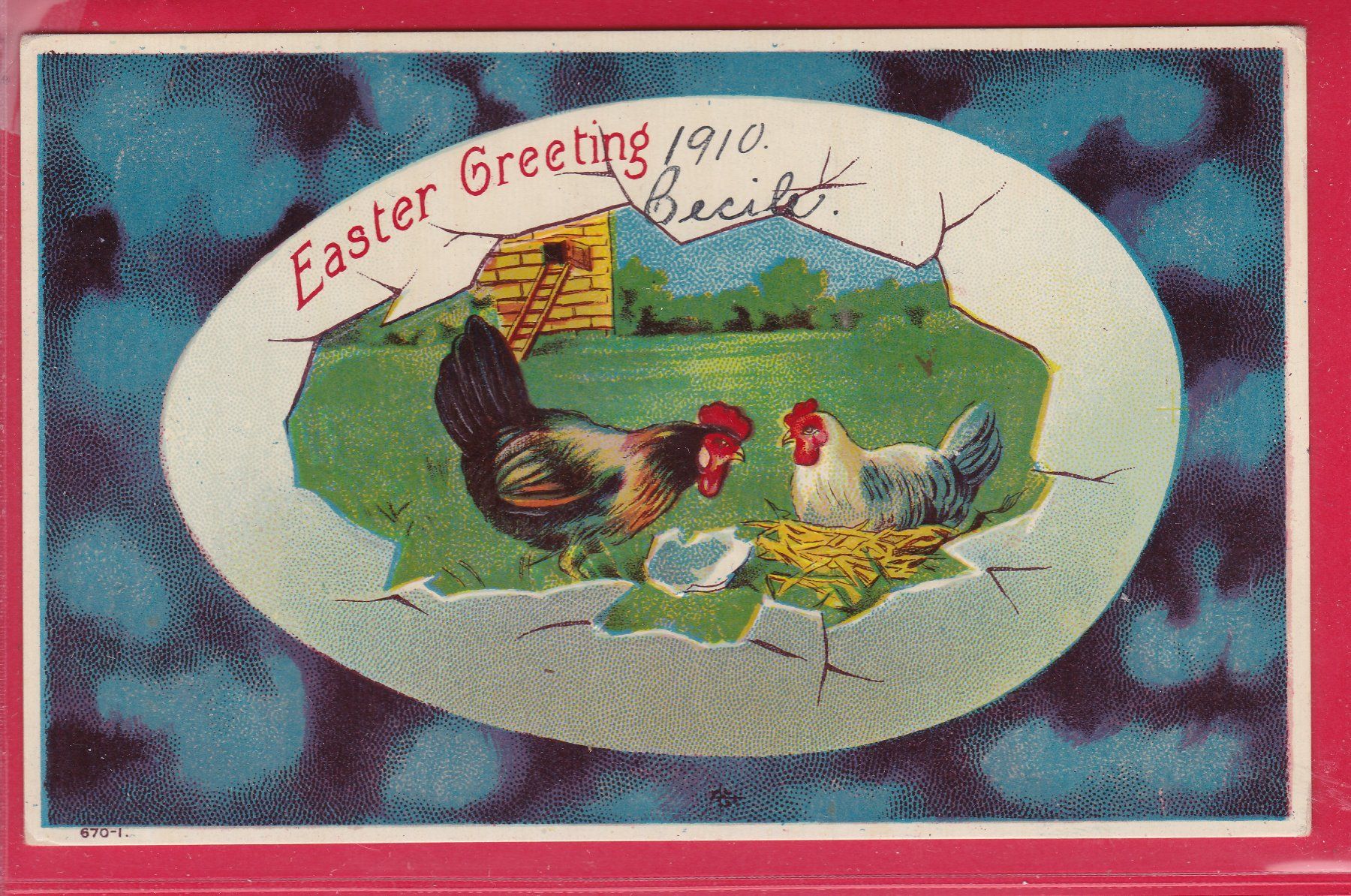 Cartoline postali: EASTER GREETING, 27.3.1910 – Usato da Oberrieden venduto da Gebirgsstelze