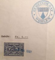 Fiskalmarke Gemeinde Wohlen Fr. 5