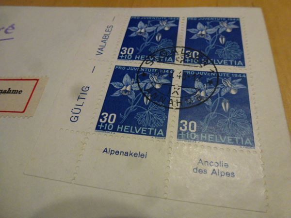 Tous les timbres: PJ 1944 ++ 4er Block J112 auf Brief – D'occasion à Walkringen par Casablanca777 1