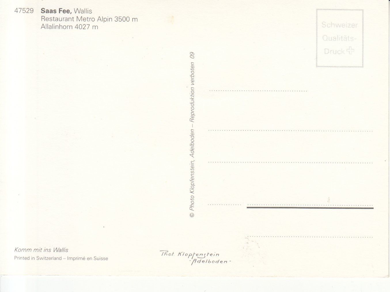 Cartes postales: Mittelallalin ca. 1975 – D'occasion à Bürglen TG par StampGraf 1