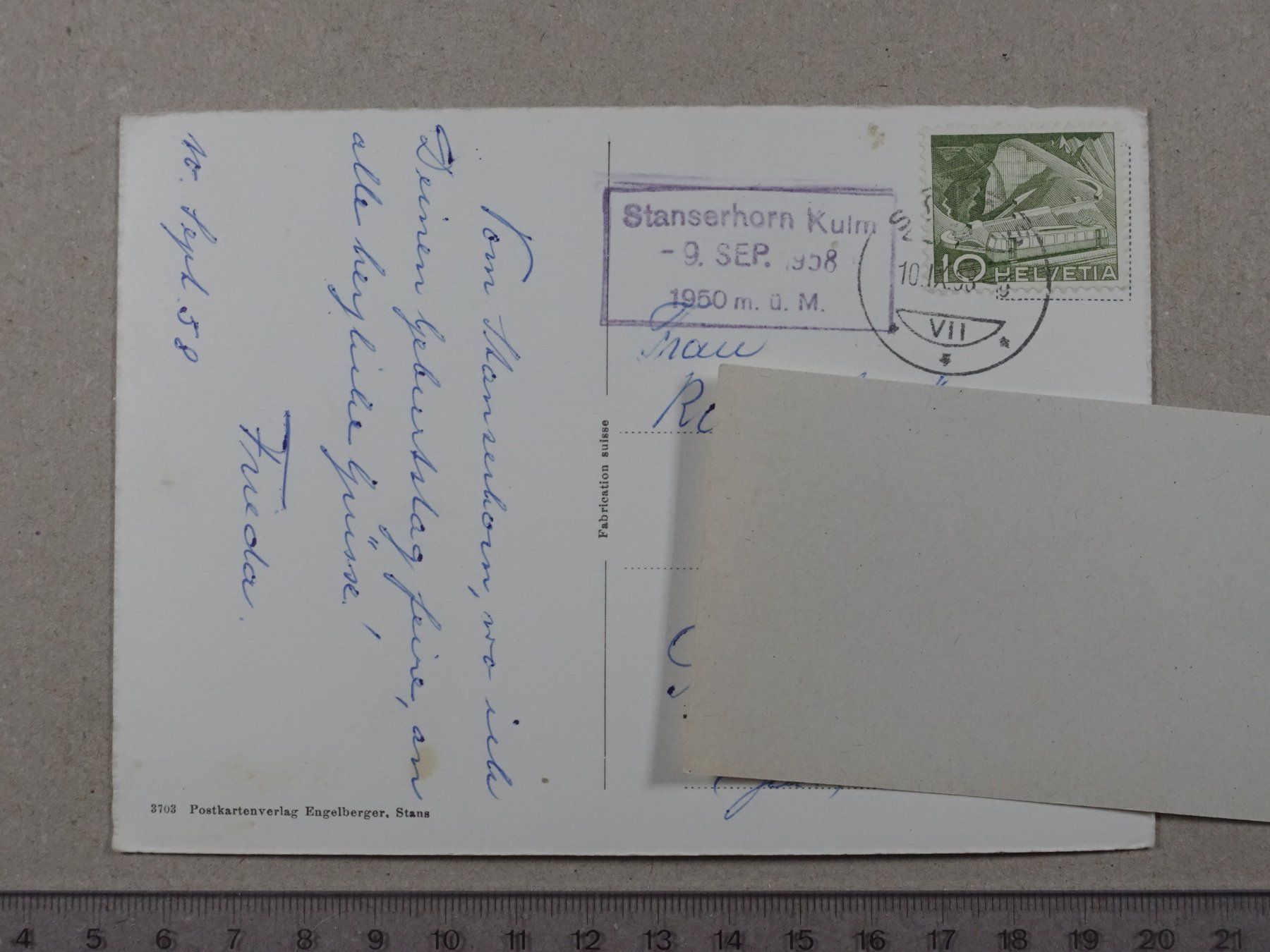 Ansichtskarten: Stanserhorn, Stans, 1958 – Gebraucht aus Lenzburg von fh1 1
