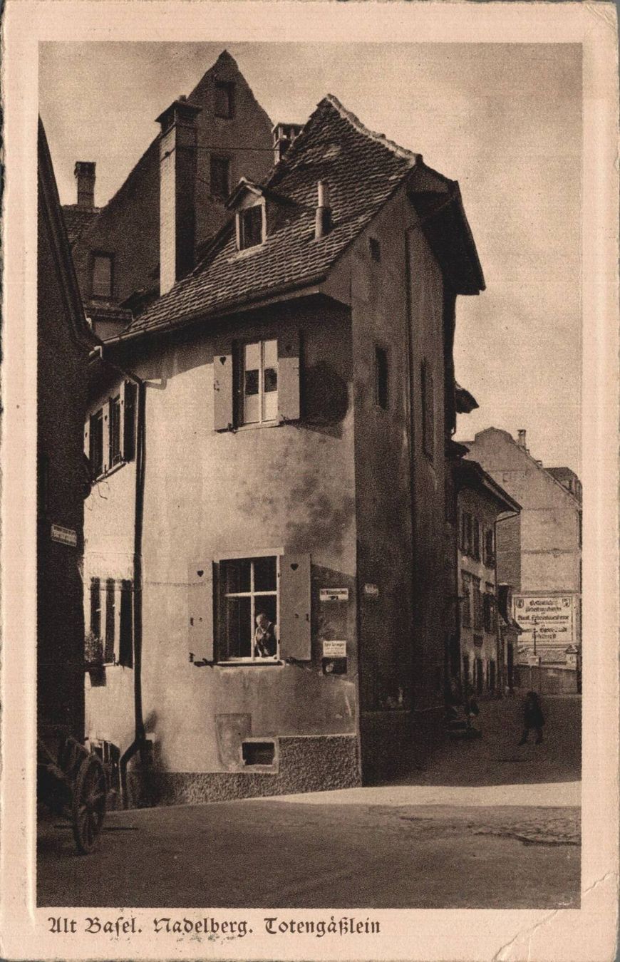 Ansichtskarten: Alte Ansichtskarte Basel Totengässlein, gel. 1926 – Gebraucht aus Luzern von Kartenansicht