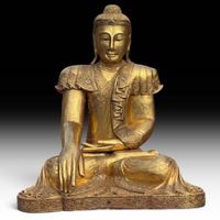 Grosser Holz Buddha blattvergoldet 127 cm Thailand Statue
