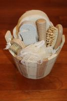 Badeset 6-teilig im Holzzuber