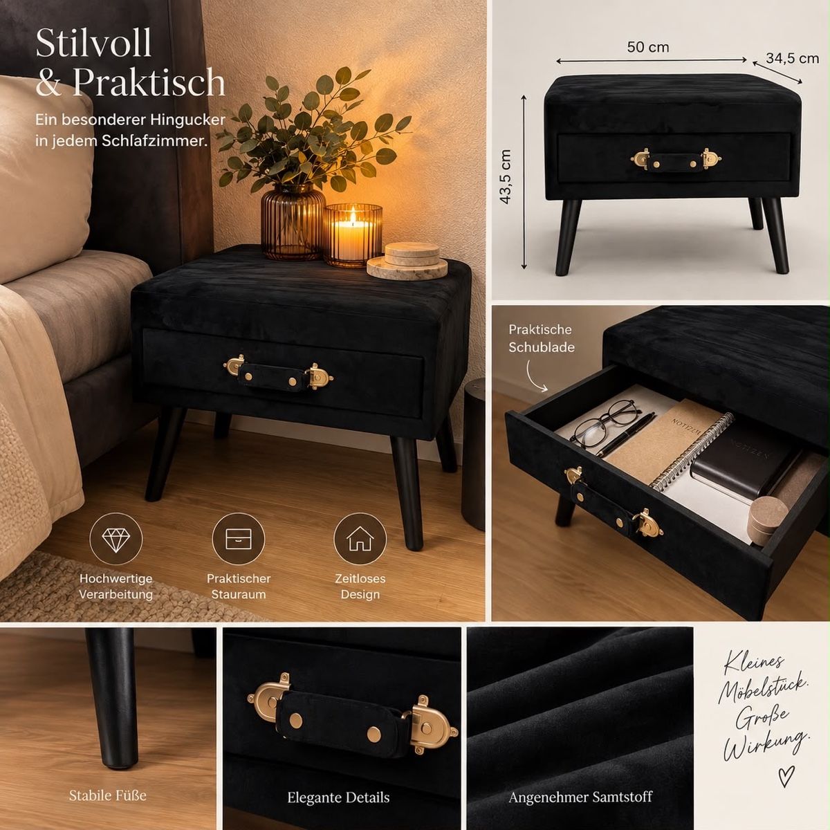 Comodini: Designer-Nachttischset Samt mit Schublade – Nuovo (secondo la descrizione) da Dättwil AG venduto da Philipp420