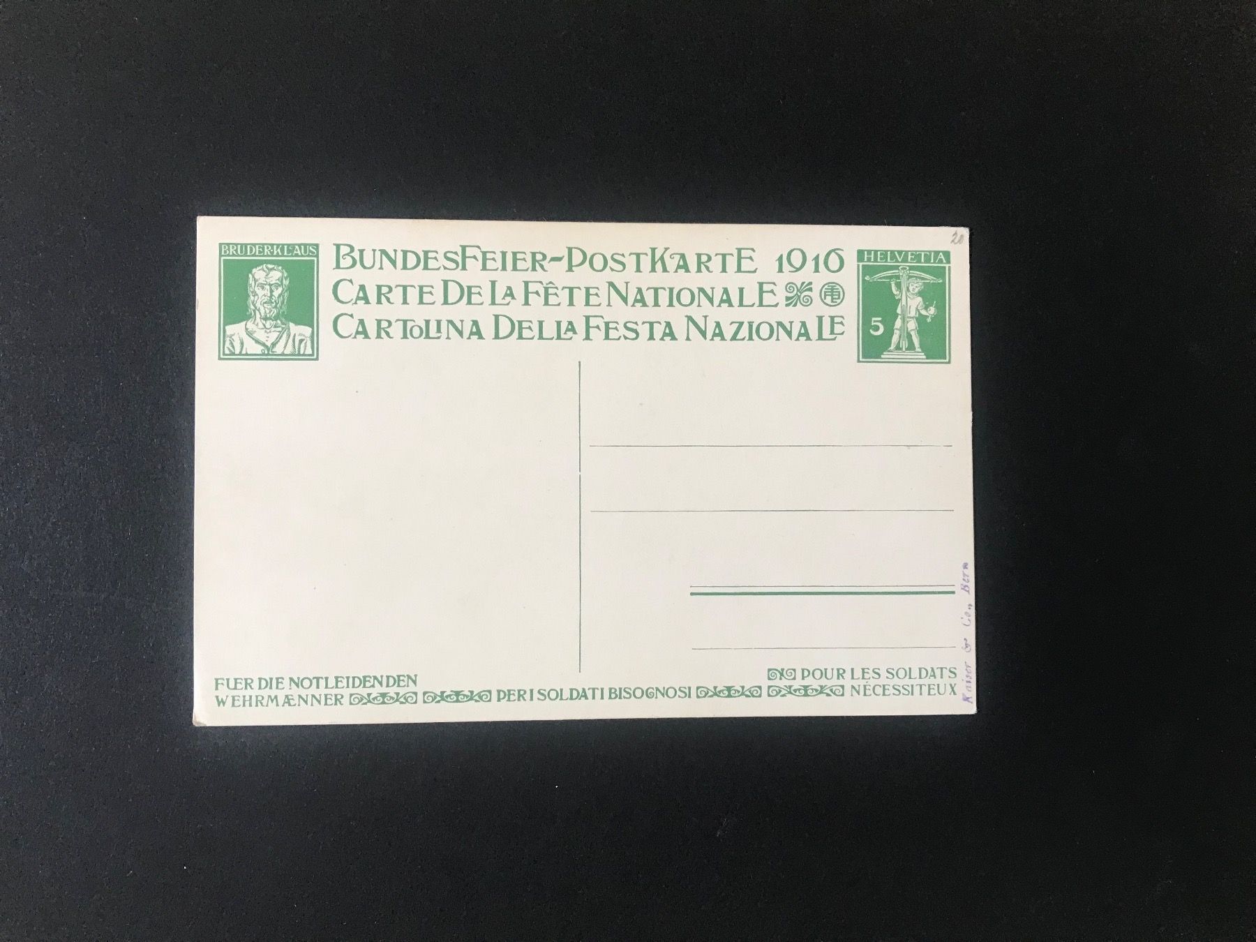 Tous les timbres: 1916 Bundesfeier-Postkarte Nr.14b 5Rp – Neuf (Voir description) à stäfa par brandy66 1