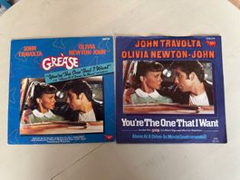 OLIVIA NEWTON JOHN JOHN TRAVOLTA GREASE tolle Singles Kult
