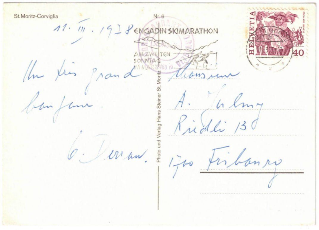 Cartoline postali: St. Moritz - Skilift Corviglia – Usato da Binningen venduto da Mountainrider 1