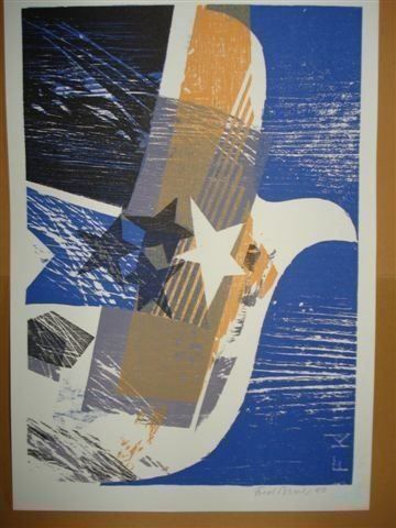 Xilografie: Fred Bauer, Farbholzschnitt, 1999 – Usato da Einsiedeln venduto da artgallery59 2