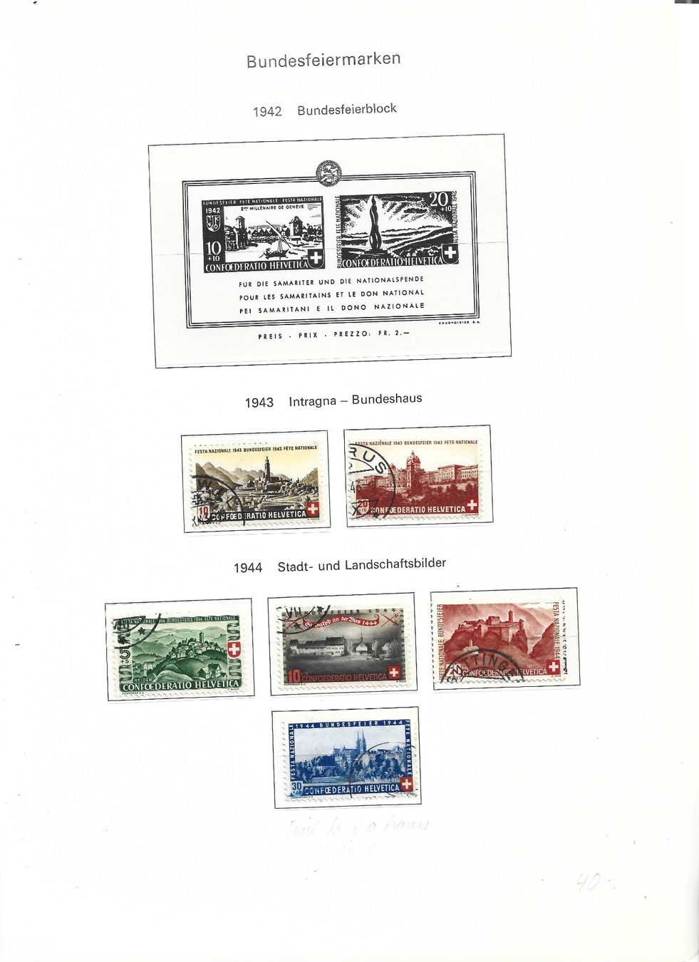 Tutti i francobolli: fêtes national – Usato da Delemont venduto da toutdubon11 2