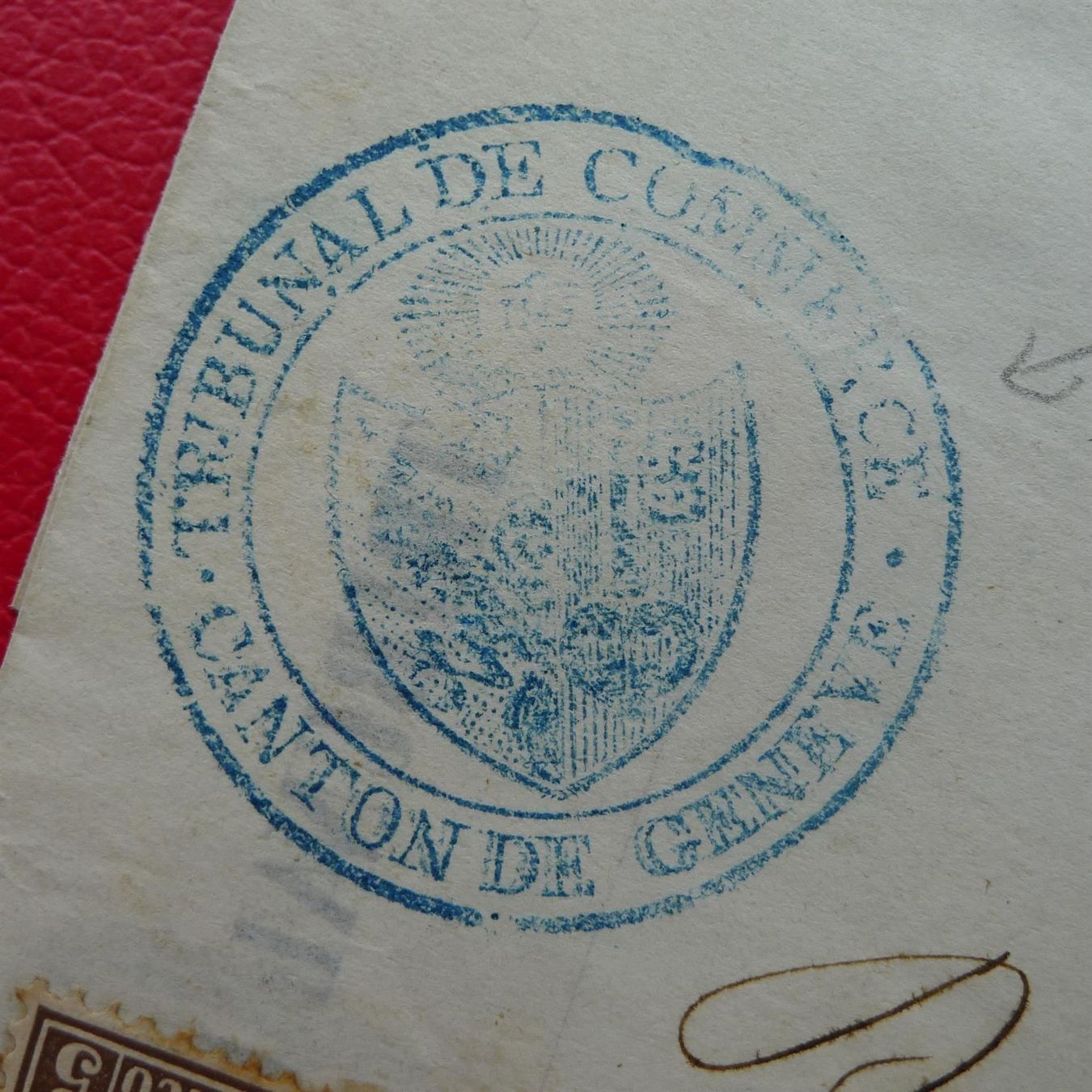 Tutti i francobolli: 1875, 30: blauer TRIBUNAL-Stempel, BRIEF: GENF +illustriert – Usato da Sursee venduto da Luzernerraute 1