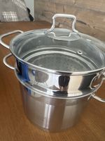  Kochtopf mit Gittereinsatz und Glasdeckel