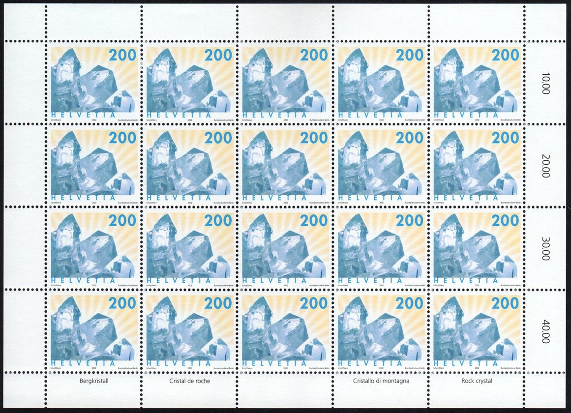 Tutti i francobolli: BOGEN 2002 Mineralien - Bergkristall** – Nuovo (secondo la descrizione) da Dottikon venduto da haeusibuh5