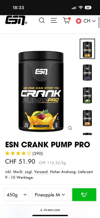 ESN Crank Pump Pro, Pineapple Mango + 2x Designer Bar