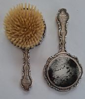 Antikes Silber-Haarbürsten- & Spiegelset, mit 3 Punzen 19cm