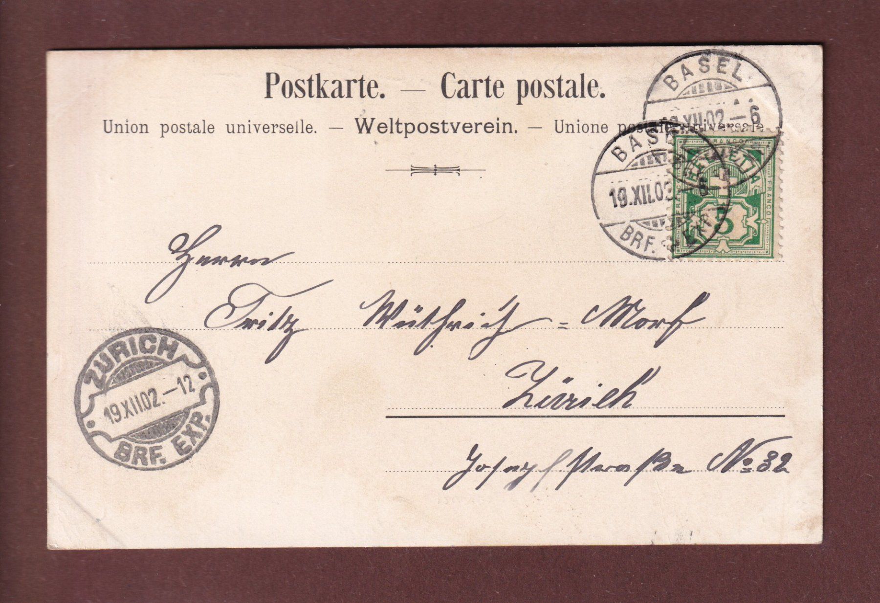 Ansichtskarten: Gruss aus BASEL - 1902 – Gebraucht aus Pully von nicecards 1