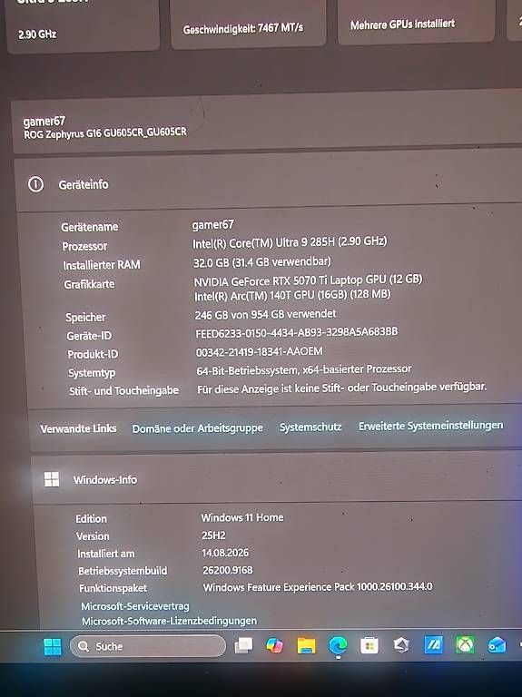Notebook: Asus ROG Zephyrus G16 Laptop Preis[VB] – Usato da Biberist venduto da nsn_jd8s 2