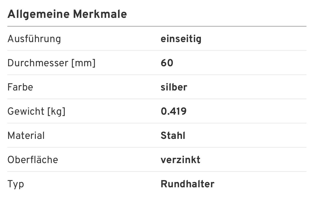 Supporti a parete: 10 Stk. Rundhalter, ø 60 mm – Nuovo e nell'imballaggio originale da Necker venduto da liq24 2