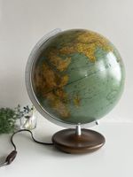 Large Vintage Illuminated Globe Columbus Erdglobus Duplex