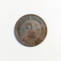 Münze Deutsches Reich 2 Pfennig 1912, gebrauchter Zustand