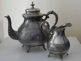 Schöne versilbert Jugendstil Set Teekanne-Milchkännchen WMFB