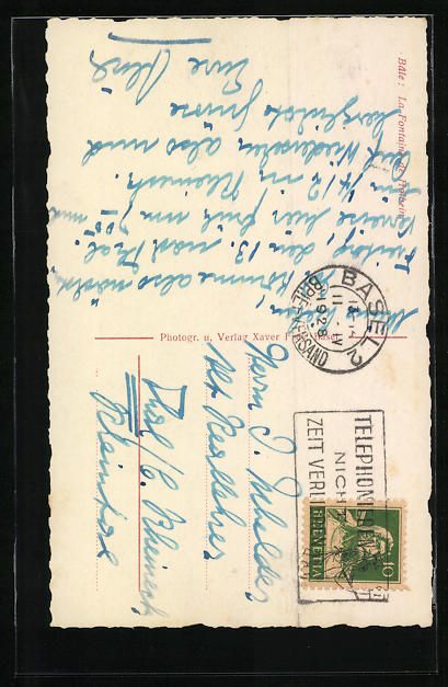 Cartoline postali: AK Basel, Partie am Holbeinbrunnen, 1928 – Usato da Berlin venduto da bartko-reher 1