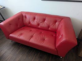 Rolf Benz Leder-Sofa, rot