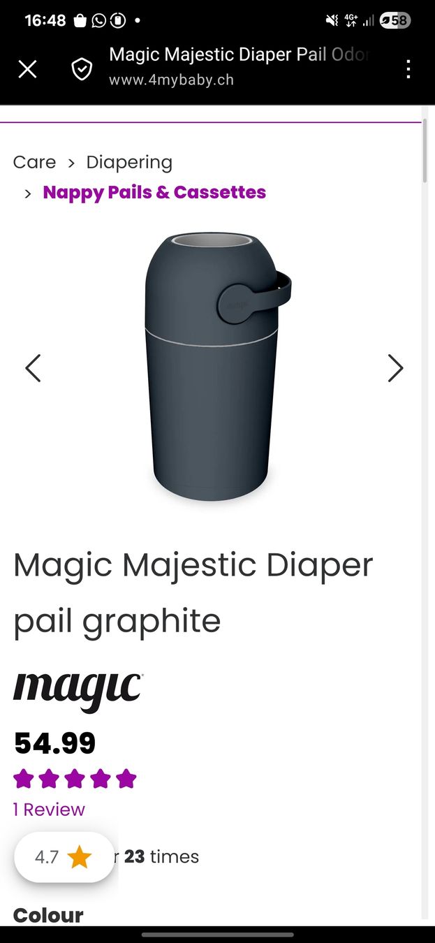 Abfalleimer: Magic Diaper Pail graphite Nappy bin used – Gebraucht aus Zürich von pan_cq85