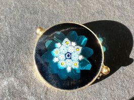 Broche en murano millefiori en Argent doré 925