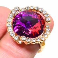 Pink Amethyst Cubic Zirconia Gemstone Handmade Jewelry Ring