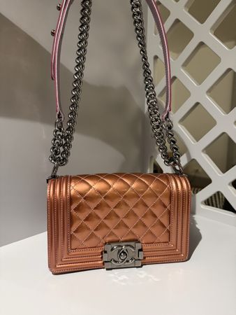 Chanel Boy Bag metallic copper leather