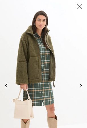 Bonprix Teddy Fleecejacke 42 olivgrün