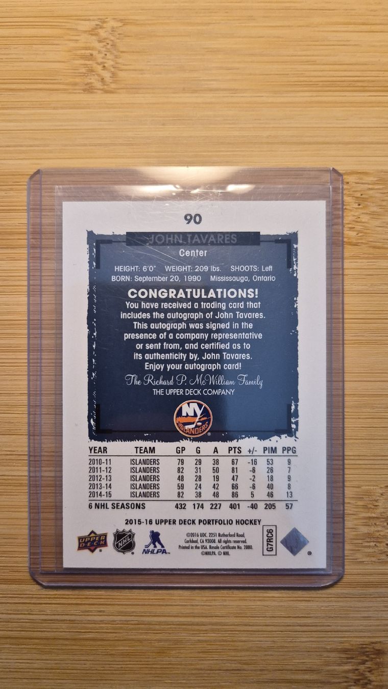 NHL Carte collezionabili: Upperdeck Portfolio John Tavares NY Islanders – Usato da Bellach venduto da paedu-1980 1