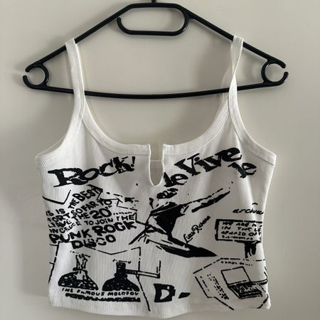 WHITE PUNK ROCK-ALT-CROP-TOP S
