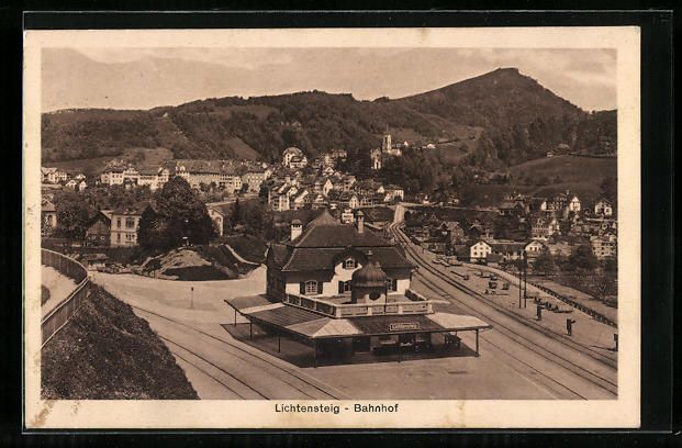 Cartoline postali: AK Lichtensteig, Blick zum Bahnhof – Usato da Berlin venduto da bartko-reher