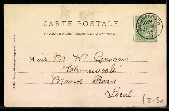 Cartoline postali: AK Vevey, Château Couvreu, 1905 – Usato da Berlin venduto da bartko-reher 1