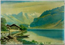 A.Haas, Landschaft mit See und Bergen Ansicht Gemälde