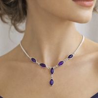 Amethyst Kette Y Collier Silber 925 Halskette Sterlingsilber