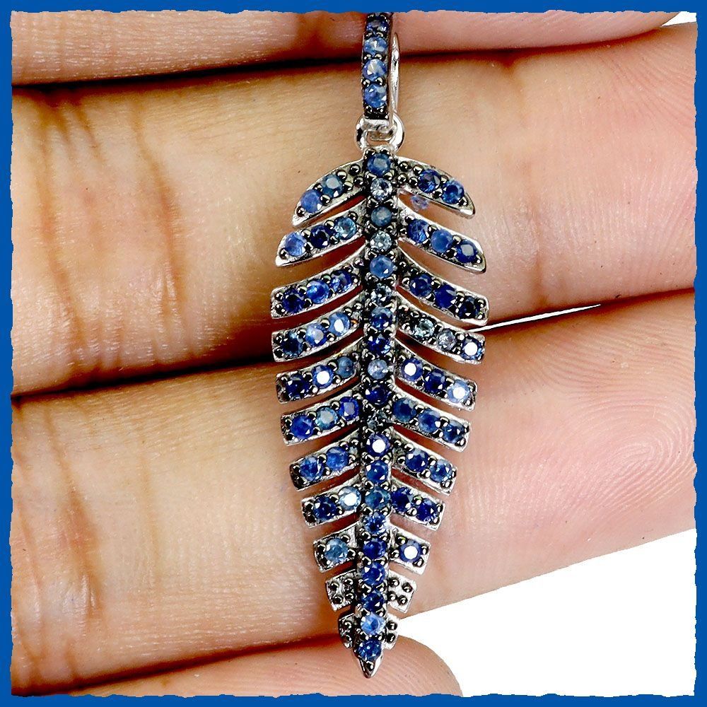 Ciondoli: Sapphire, Saphir Blatt Anhänger 925 Silber – Nuovo e nell'imballaggio originale da Oberglatt ZH venduto da Goldfee1 1