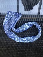 Haartuch Blau weiss mit Blumen