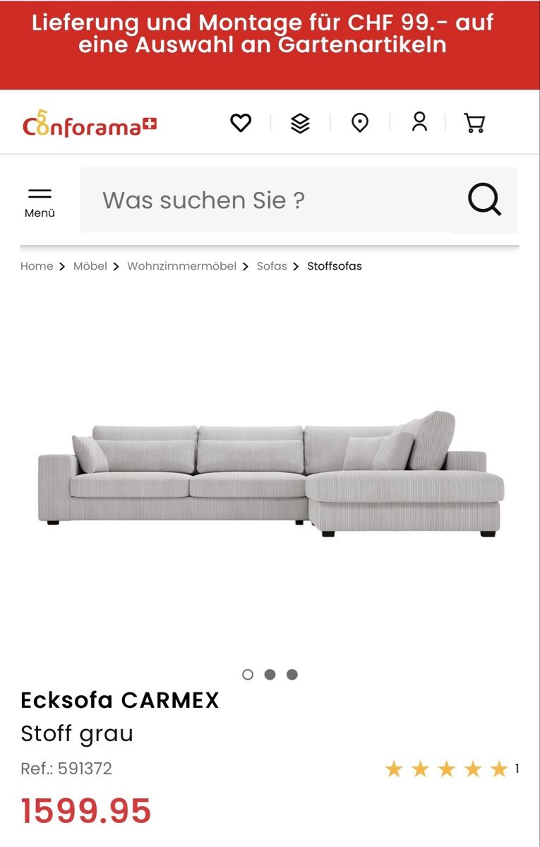 Sofas: Gemütliches Ecksofa CARMEX, Grau, neuwertig! – Gebraucht aus bellach von Moerphi 4