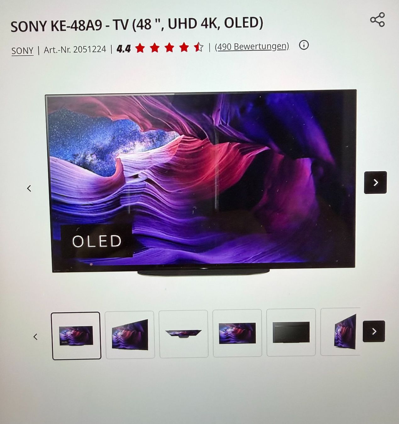 Sony Televisori: Sony 48" OLED TV KE-48A9 mit Stand – Usato da Basel venduto da chr_9yft