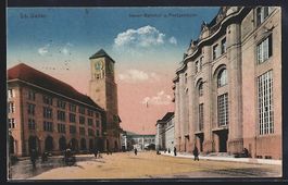 St. Gallen, Neuer Bahnhof und Postgebäu